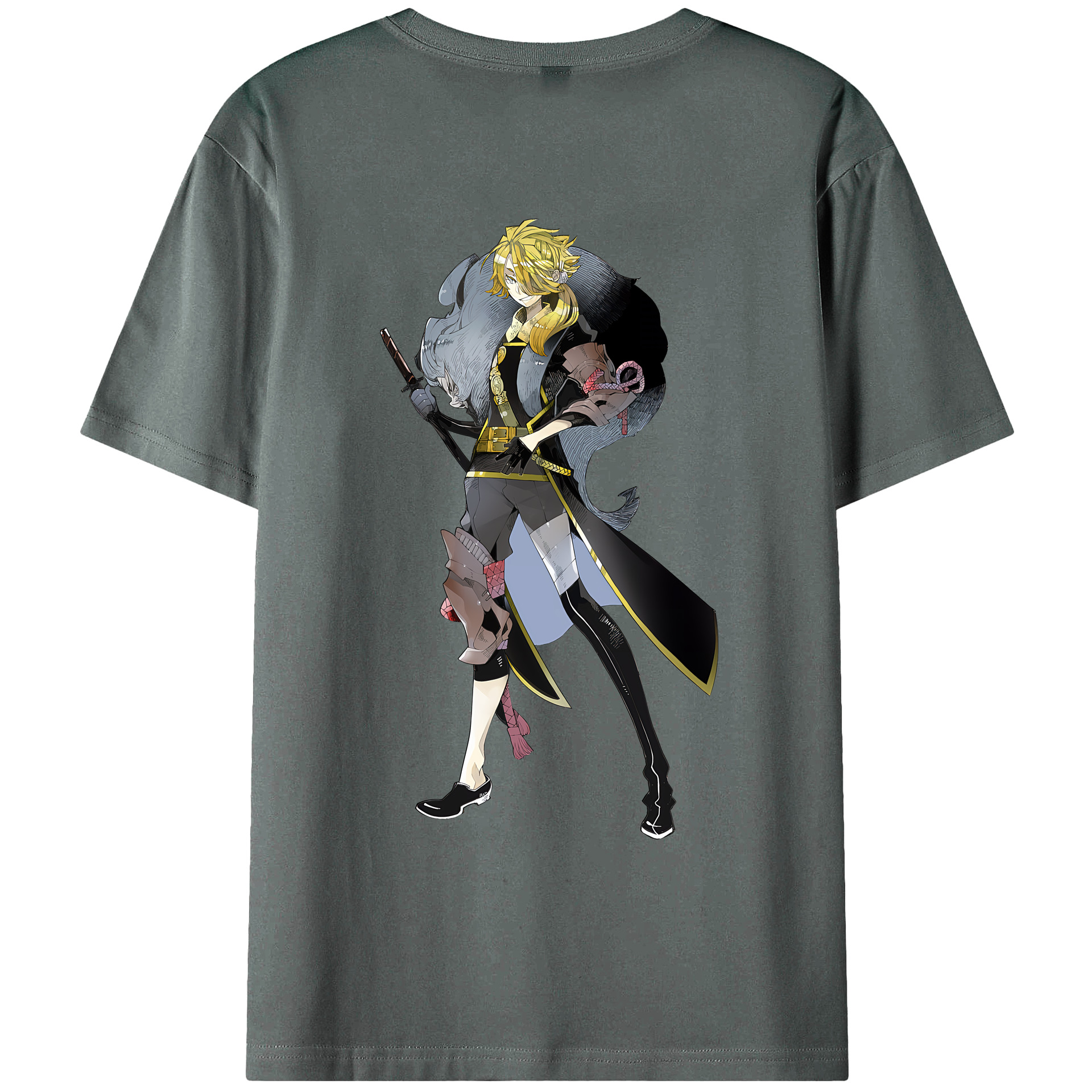 （画像用） 刀剣乱舞 Touken Ranbu 綿100％ メンズ半袖Tシャツ（バックプリント） 通気性